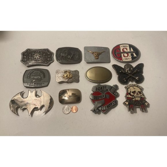 Vintage Lot of 12 Assorted Different Country and Western Wear Style Belt Buckles - Picture 2 of 9